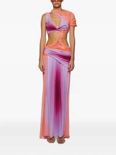 Di Petsa Wetlook Gradient Cut-out Dress In Pink