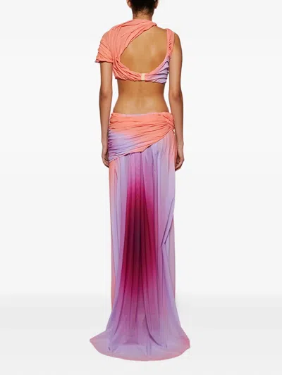 Di Petsa Wetlook Gradient Cut-out Dress In Pink