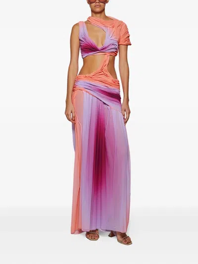 Di Petsa Wetlook Gradient Cut-out Dress In Pink