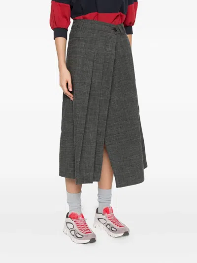 Soeur High-waisted Midi Skirt Featuring Pockets In Gray