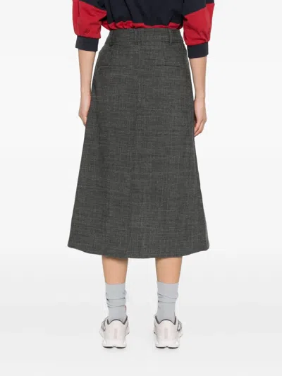 Soeur High-waisted Midi Skirt Featuring Pockets In Gray