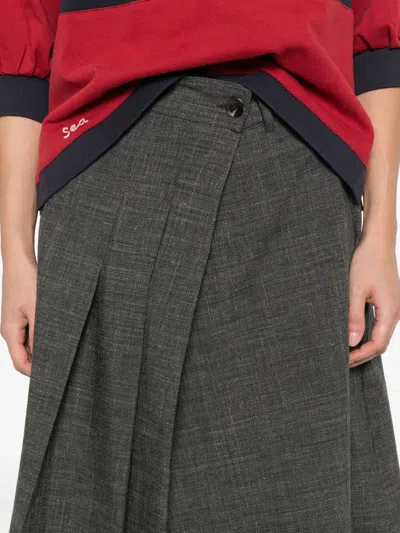 Soeur High-waisted Midi Skirt Featuring Pockets In Gray