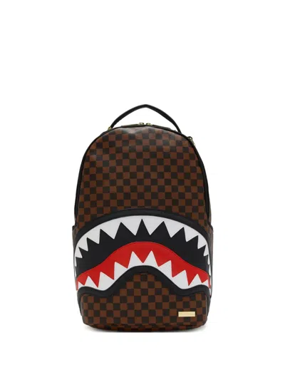 Sprayground Check-pattern Shark-print Backpack