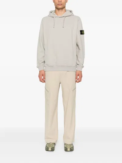 Stone Island Relaxed-fit Cotton Hoodie With Signature Logo Patch In Gray