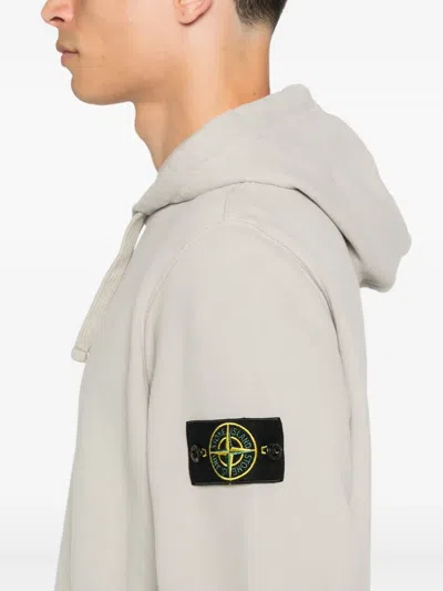 Stone Island Relaxed-fit Cotton Hoodie With Signature Logo Patch In Gray