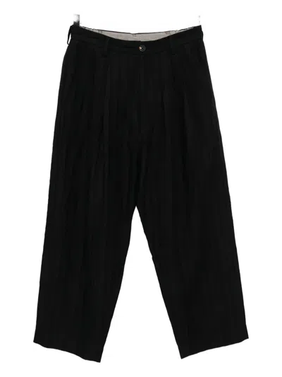 Ziggy Chen Striped Trousers In Black