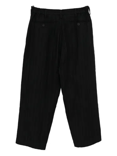 Ziggy Chen Striped Trousers In Black
