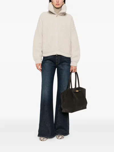 Herno High-neck Zip-up Cardigan In Neutral