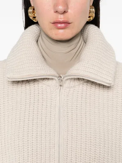 Herno High-neck Zip-up Cardigan In Neutral