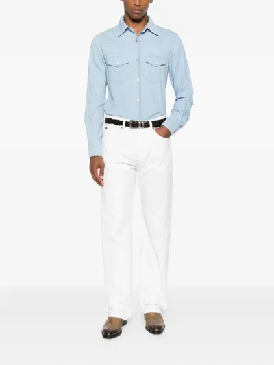 Tom Ford Denim Chambre Western Shirt In Blue
