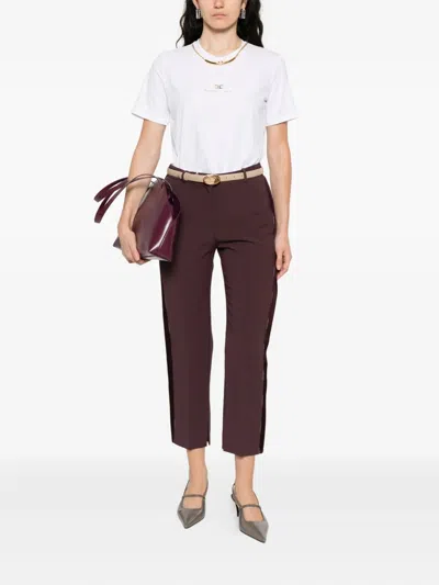 Elisabetta Franchi Brown Pants In Burgundy