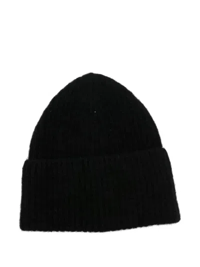 Isabel Benenato Turn Up-brim Beanie In Black