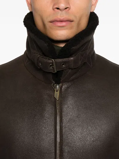 Salvatore Santoro Shearling-collar Leather Jacket In Brown