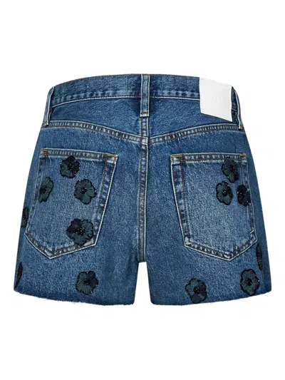Frame The Hang Embellished Denim Shorts In Blue