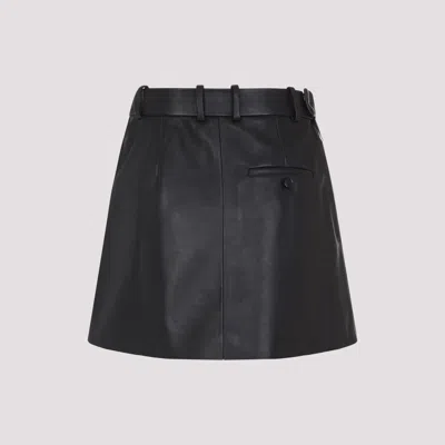 Loewe Draped Leather Skirt With Tailored Fit And Logo Belt In Black