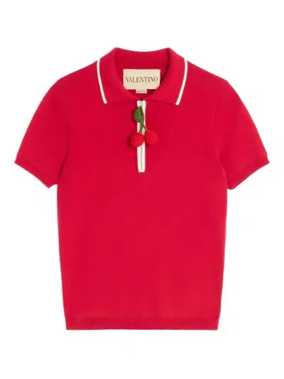 Valentino Top En Coton Avec Cerises En Crochet Femme Paris L In Red
