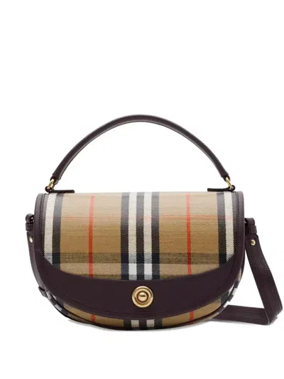 Burberry Check Motif Crossbody Handbag With Removable Strap In Nude
