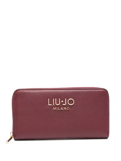 Liu •jo Logo Zip-around Wallet In Burgundy