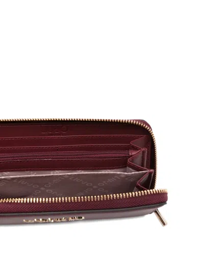 Liu •jo Logo Zip-around Wallet In Burgundy