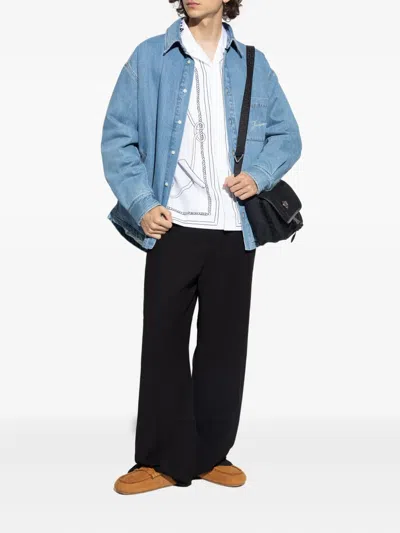 Jacquemus Embroidered Pocket Denim Shirt In Blue