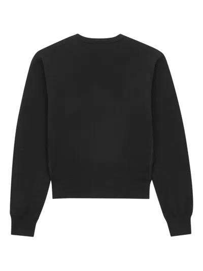 Saint Laurent Cassandre Crewneck Knitwear Ribbed Trims In Black