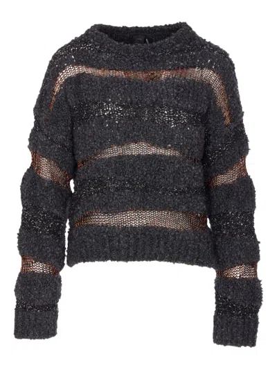 Pinko San Domino Pattern Sweater With Lurex Thread Inserts In Black