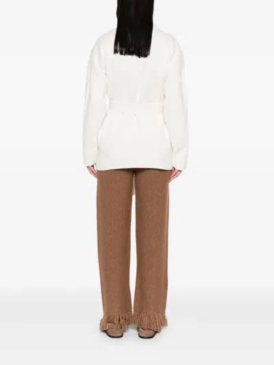 Golden Goose Shawl Collar Cardigan With Floral Embroidery And Self-tie Belt In White