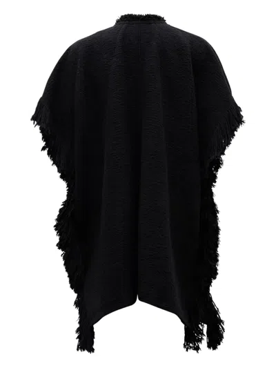 Isabel Marant Fringed Buckled Poncho In Black