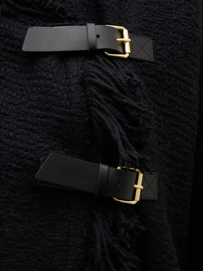 Isabel Marant Fringed Buckled Poncho In Black