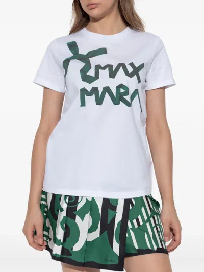 Max Mara Calcio Printed Logo T-shirt In White