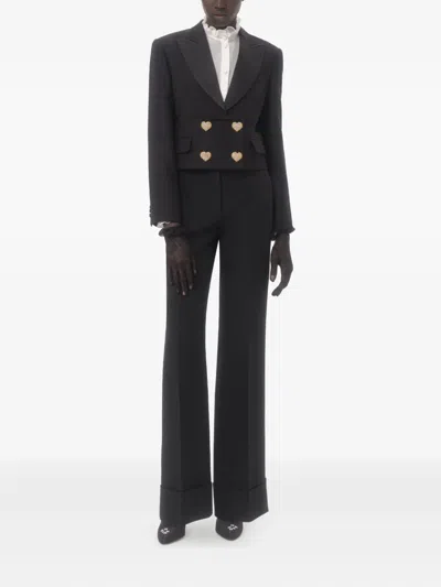 Valentino Double-breasted Cropped Blazer In Black