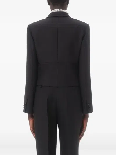 Valentino Double-breasted Cropped Blazer In Black