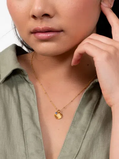 Dower & Hall Hammered Disc Sapphire Necklace In Gold