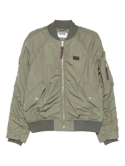 Moschino Blazer Ribbed Sleeve Zip Pockets In Gray