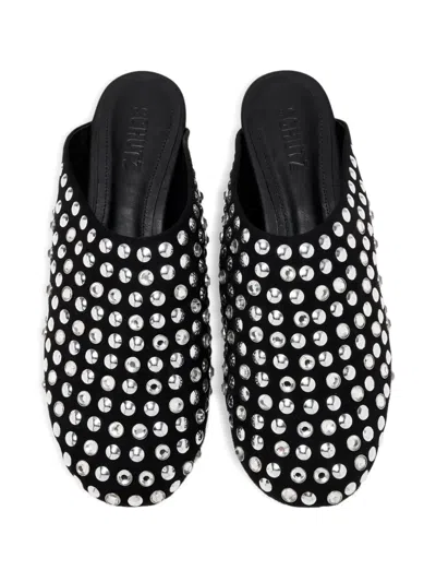 Schutz Crystal-embellished Ballet Flats In Black