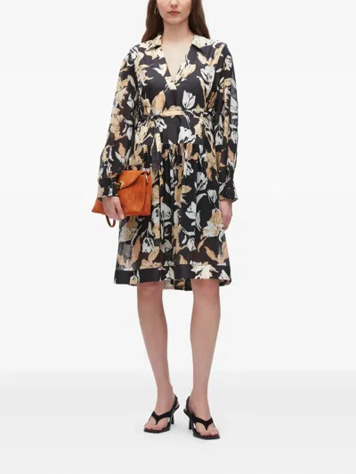 3.1 Phillip Lim Floral-print Belted Midi Dress In Black