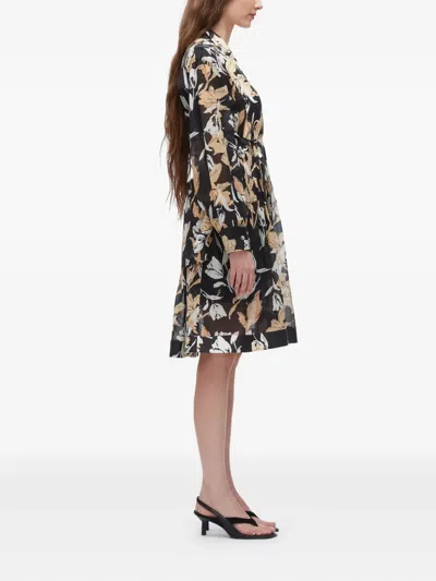 3.1 Phillip Lim Floral-print Belted Midi Dress In Black
