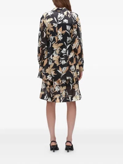 3.1 Phillip Lim Floral-print Belted Midi Dress In Black