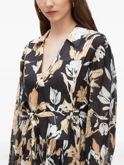 3.1 Phillip Lim Floral-print Belted Midi Dress In Black
