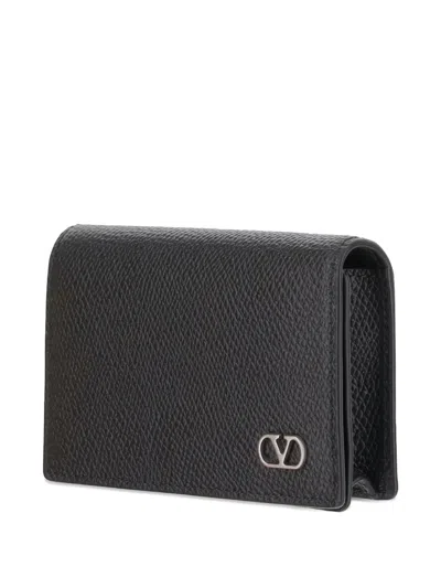 Valentino Logo-plaque Leather Wallet In Black