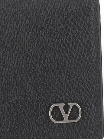 Valentino Logo-plaque Leather Wallet In Black