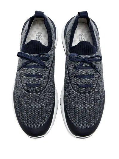 Brunello Cucinelli Runners In Techno Cotton Knit With Termonastrature Shoes In Gray