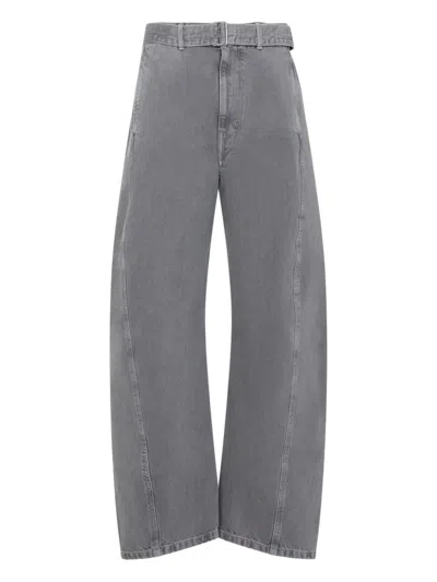 Lemaire Grey Twisted Belted Cotton Jeans