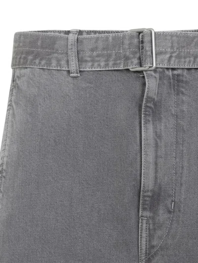 Lemaire Grey Twisted Belted Cotton Jeans