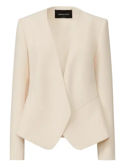 Fabiana Filippi Embellished Open-front Cady Jacket In Neutral