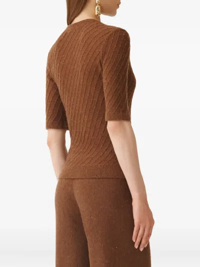 Fabiana Filippi Sequin-embellished Ribbed-knit Jumper In Brown