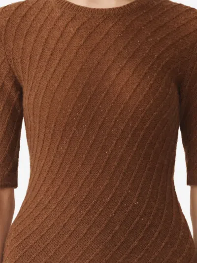 Fabiana Filippi Sequin-embellished Ribbed-knit Jumper In Brown