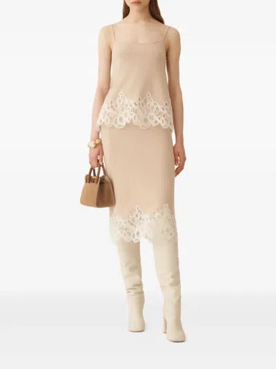 Fabiana Filippi Lace-trimmed Knitted Tank Top In Neutral