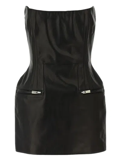 Magda Butrym Strapless Fitted Silhouette Dress With Zipper Accents In Black