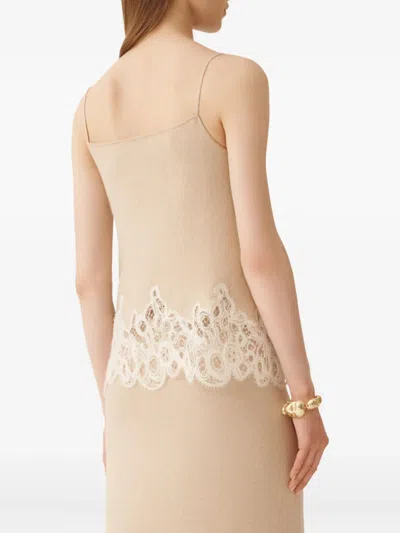 Fabiana Filippi Lace-trimmed Knitted Tank Top In Neutral